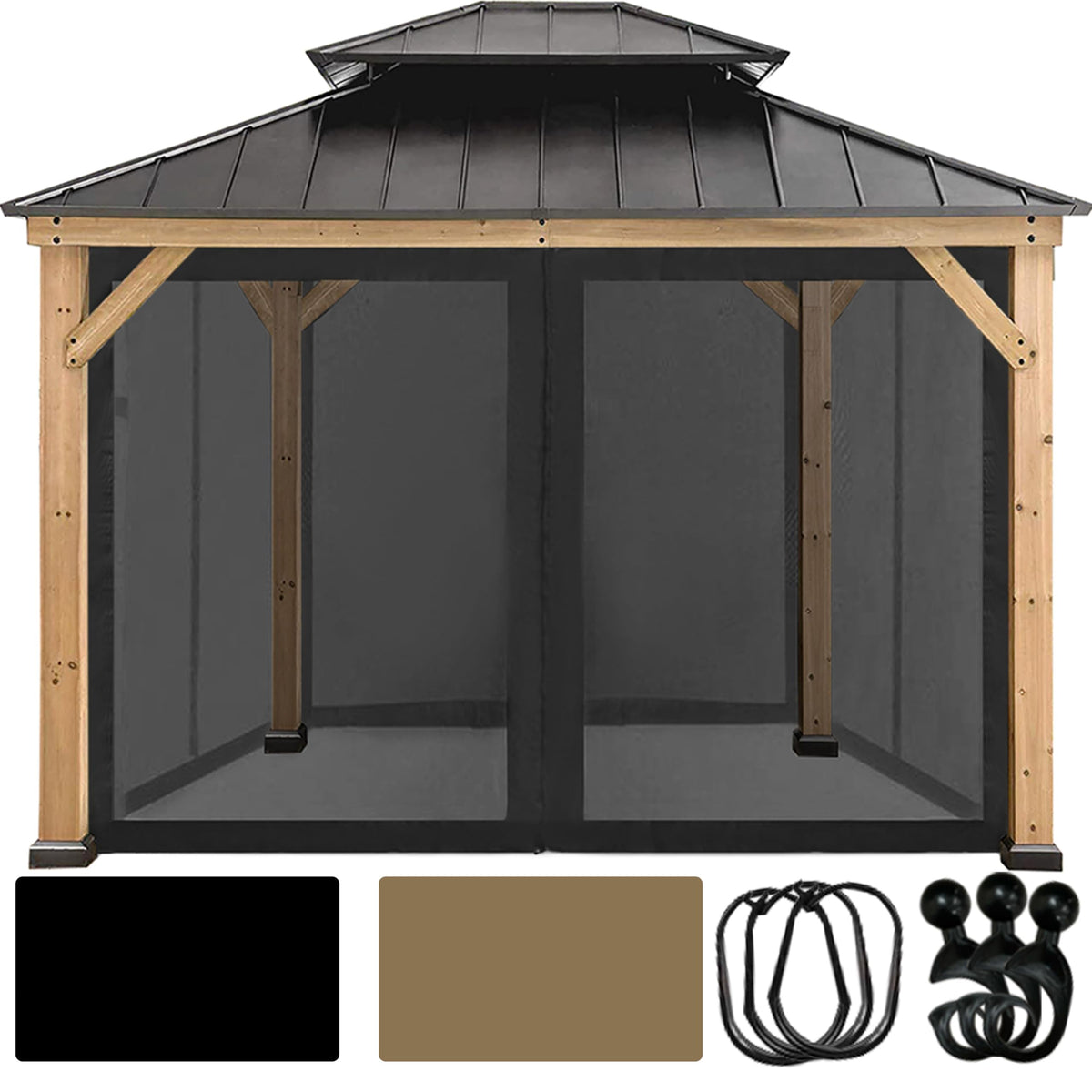 10' x 10' Gazebo Canopy Mosquito Netting Sidewalls C383218
