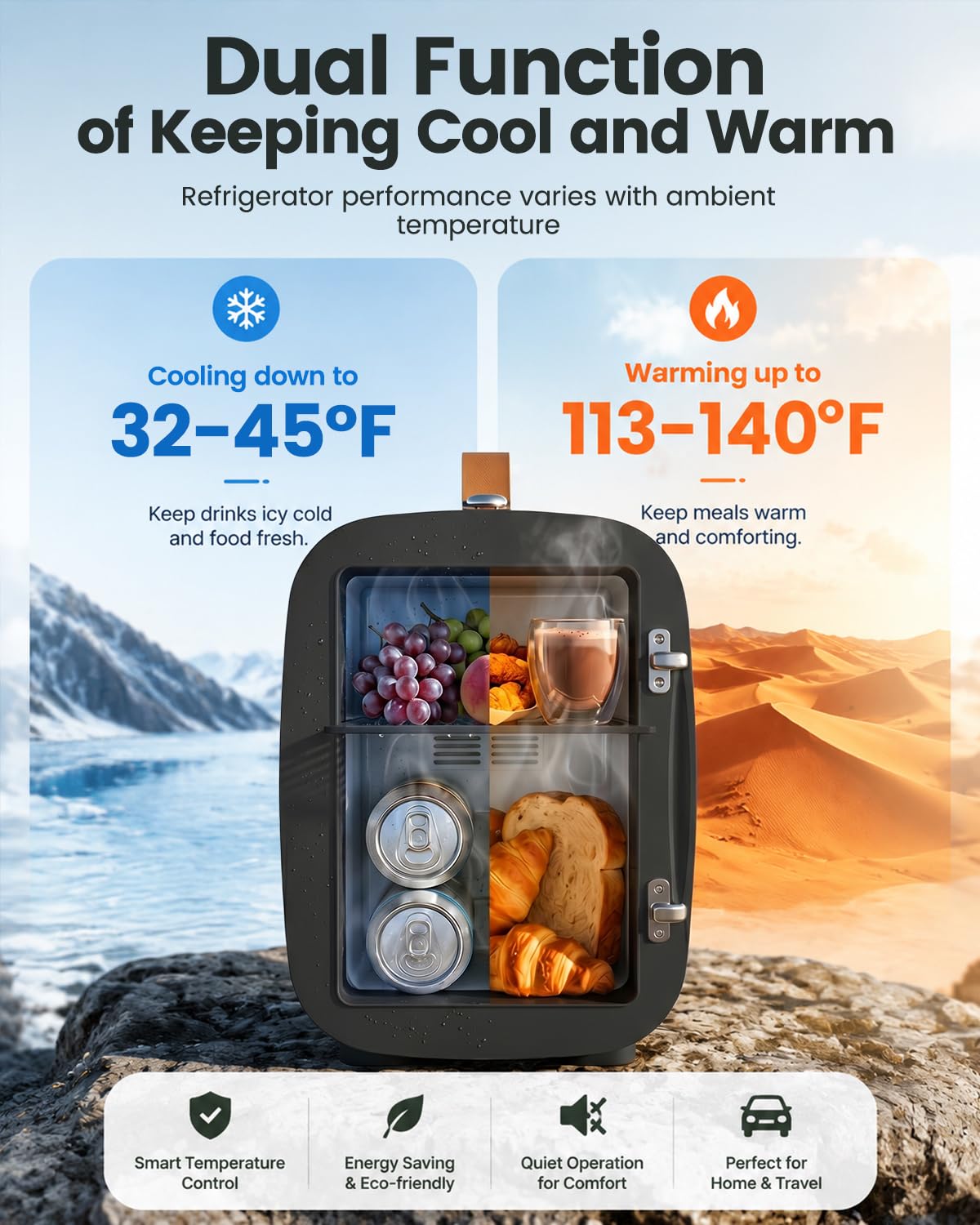 Portable Mini Fridge 4L 6 Can Black C164