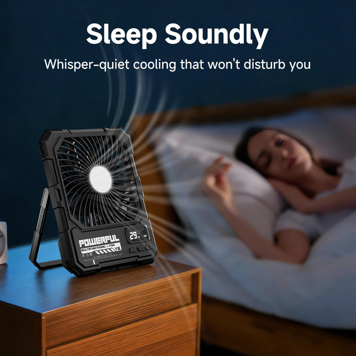 20000mAh Rechargeable Battery Powered Fan with LED Light A70798