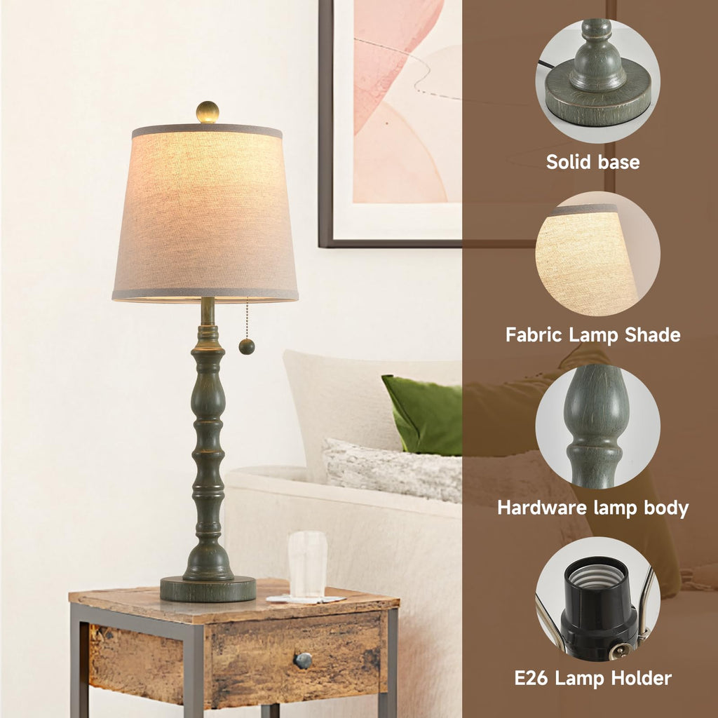 Set of 2 Turquoise Table Lamp with Fabric Lamp Shade L23162