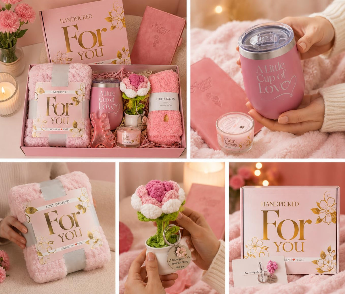 11 Pc Pink Care Package with Blanket A150