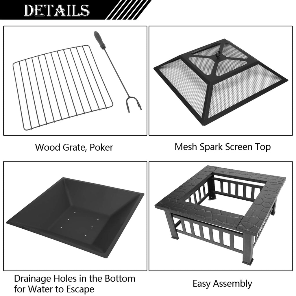 32 Inch Black Metal Wood Burning Fire Pit X665