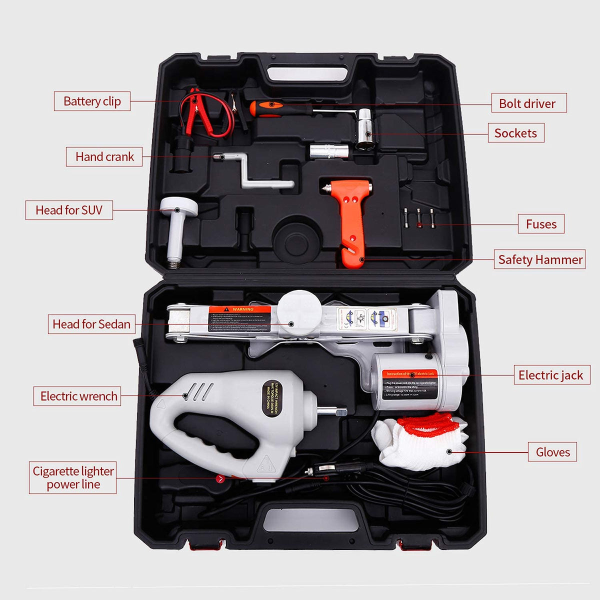 Electric Car Jack 3 Ton 12V Scissor Jack with Impact Wrench W3808