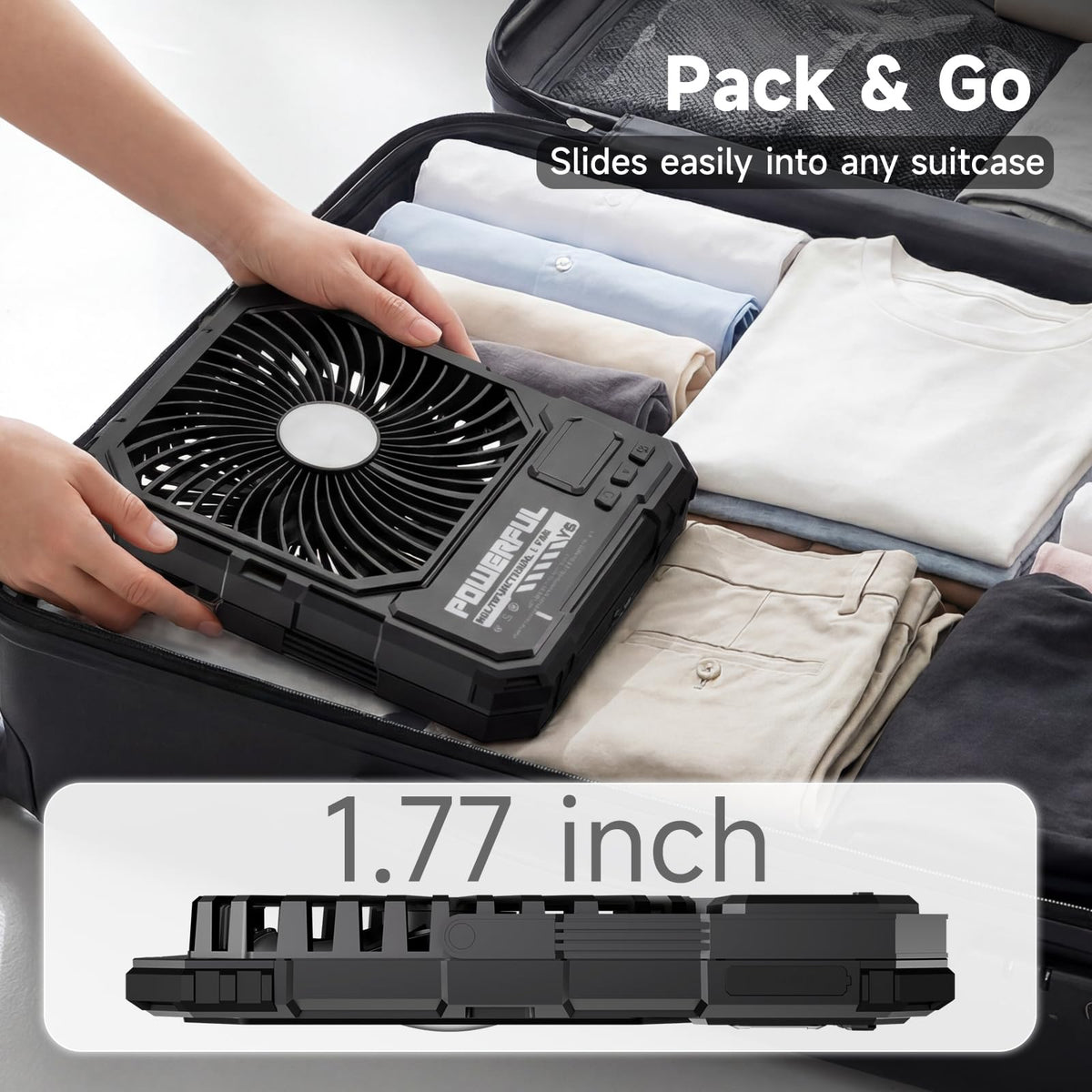 20000mAh Rechargeable Battery Powered Fan with LED Light A70798