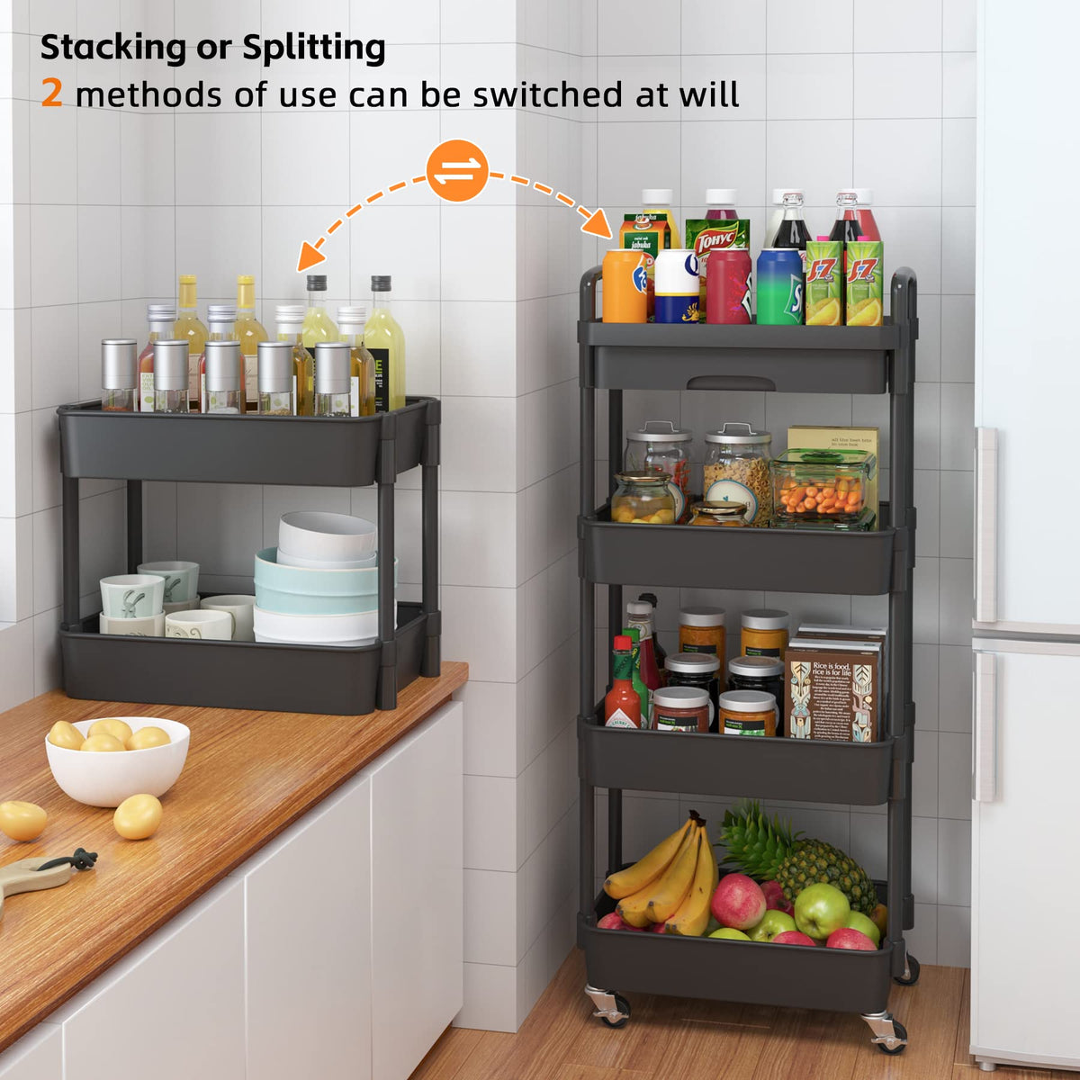 4-Tier Utility Cart with Drawer & Wheels Z1389
