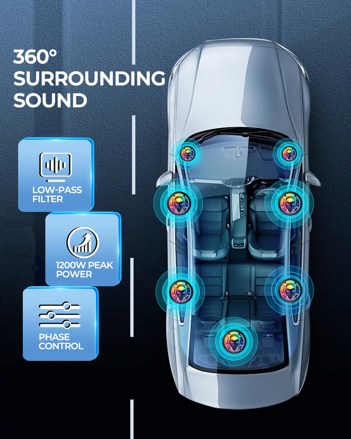 1200W 10" Slim Under Seat Car Subwoofer with Built-in Amplifier X9295