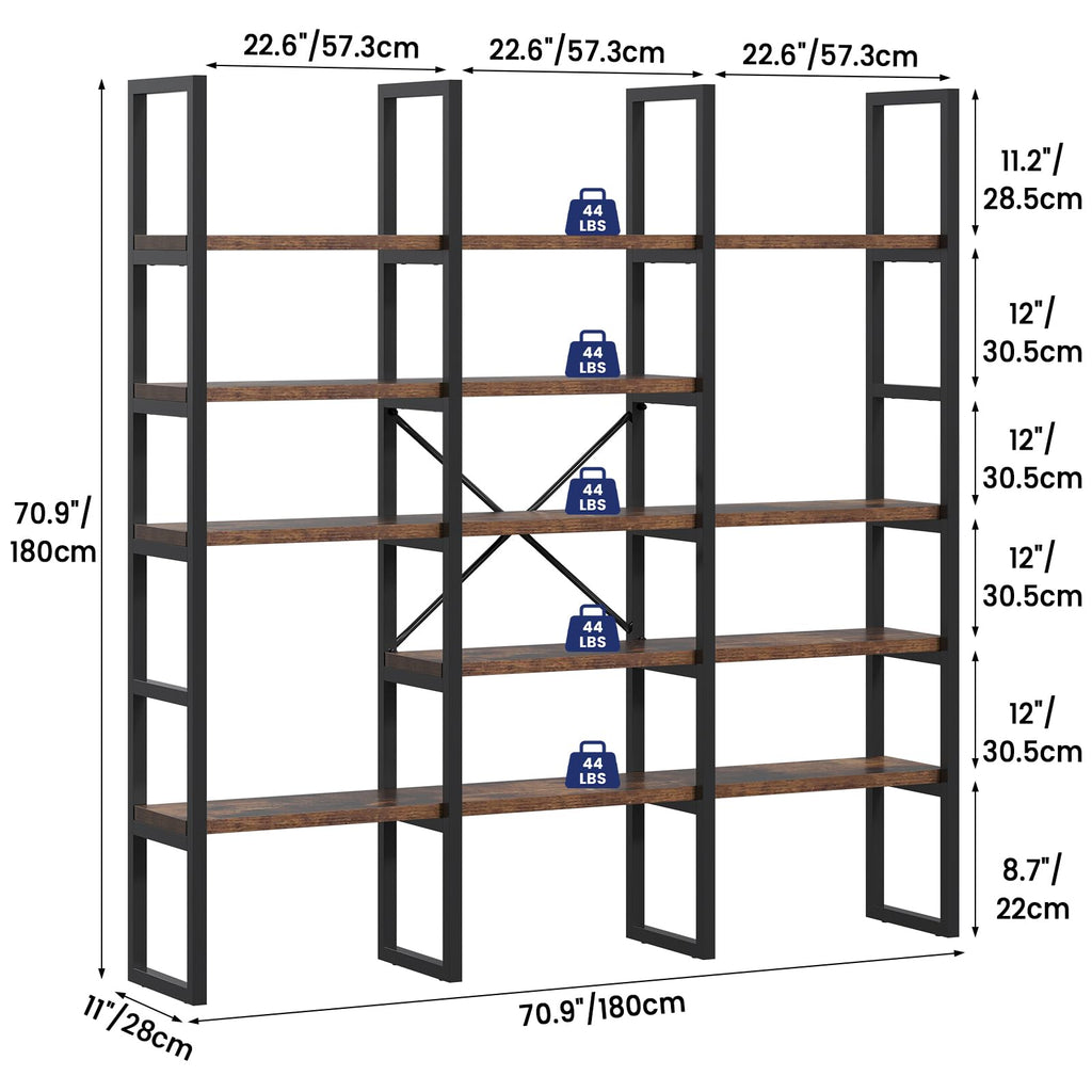 5 Tier Rustic Brown Bookshelf D8090