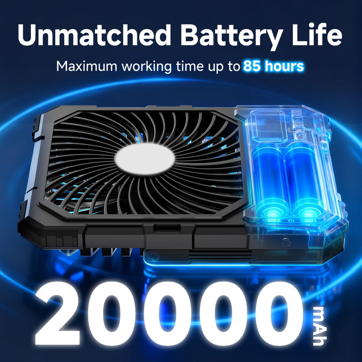 20000mAh Rechargeable Battery Powered Fan with LED Light A70798