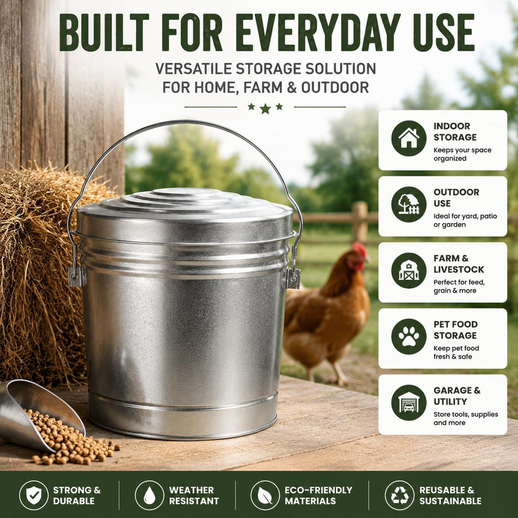 6-Gallon Galvanized Steel Storage Can with Lid F6435