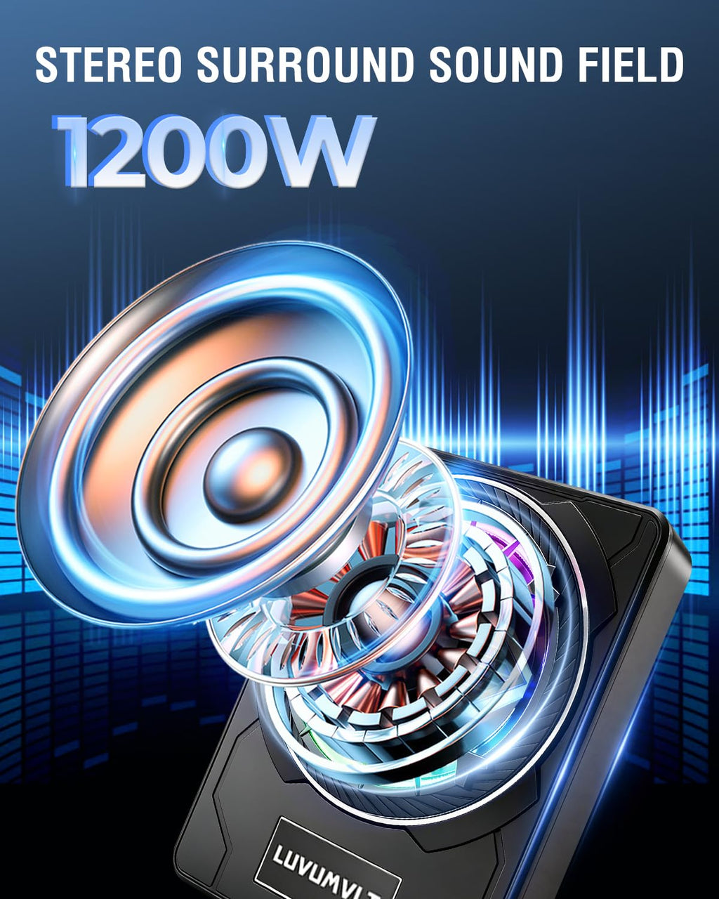 1200W 10" Slim Under Seat Car Subwoofer with Built-in Amplifier X9295
