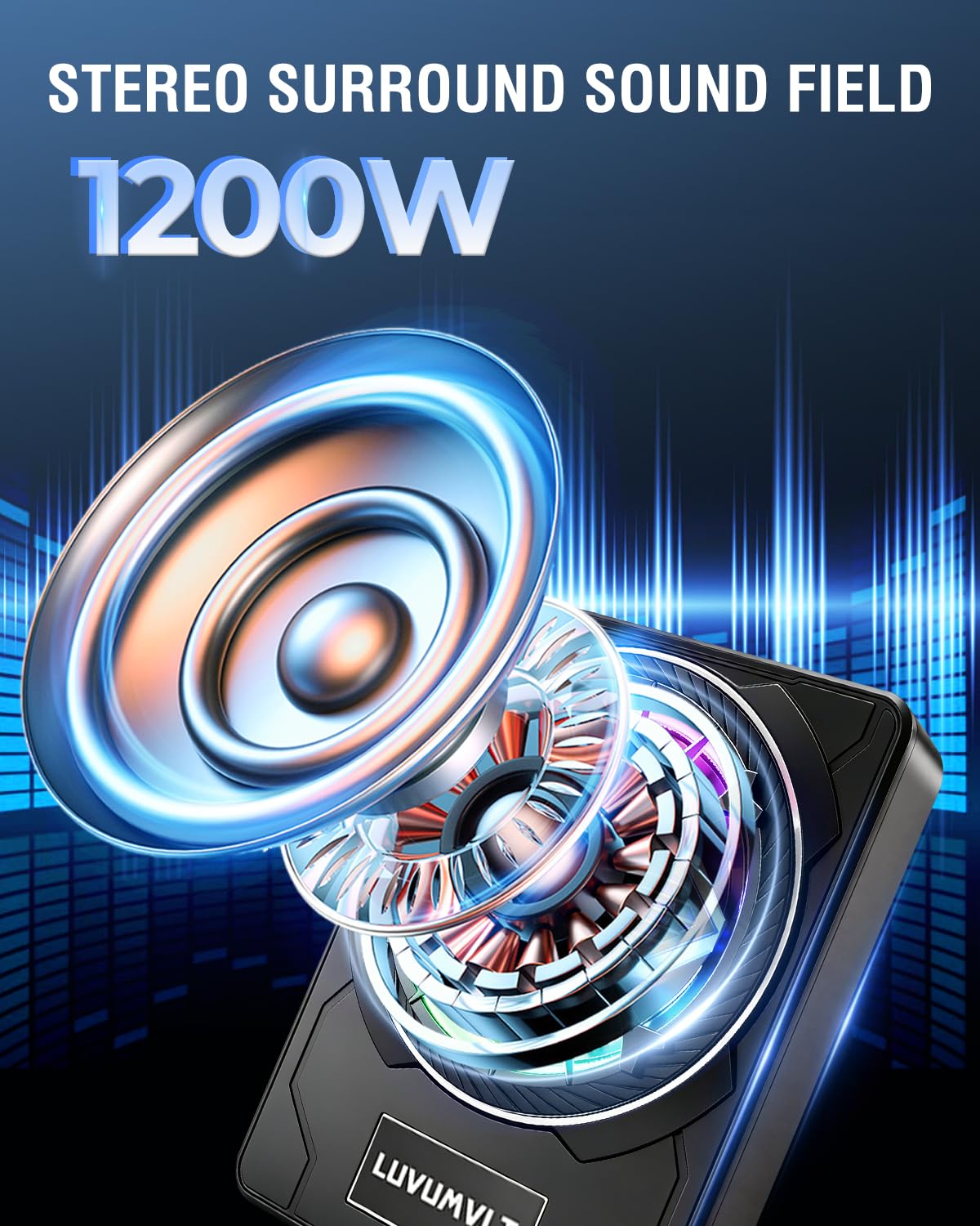 1200W 10" Slim Under Seat Car Subwoofer with Built-in Amplifier X9295