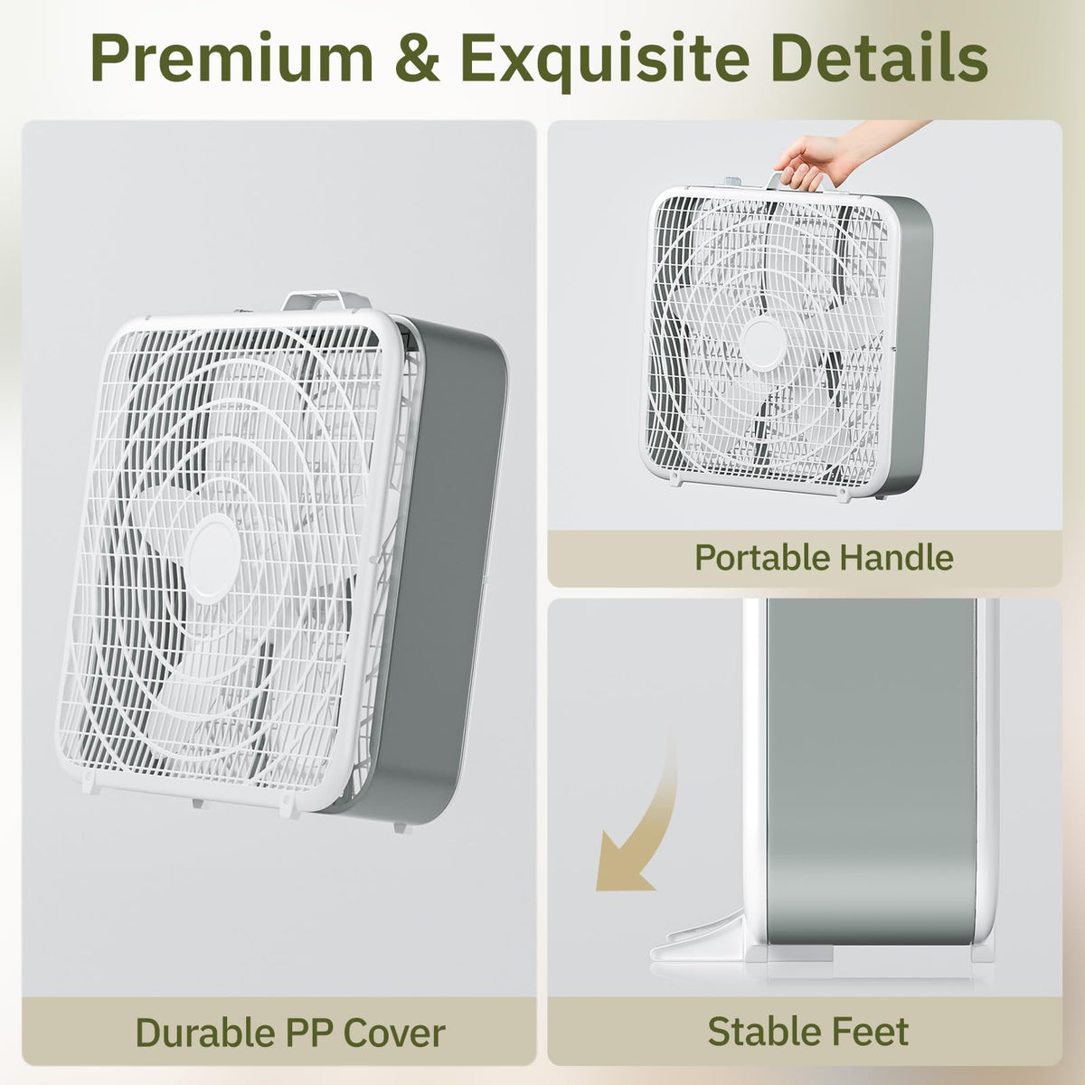 20” 3-Speed Box Fan with Safety Grill, White U400