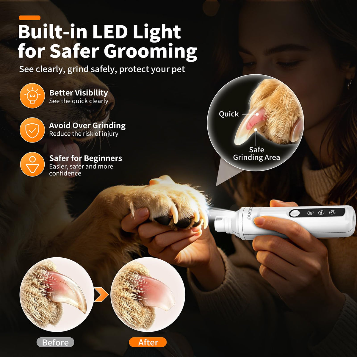 Electric Dog Nail Grinder with LED Light U97655
