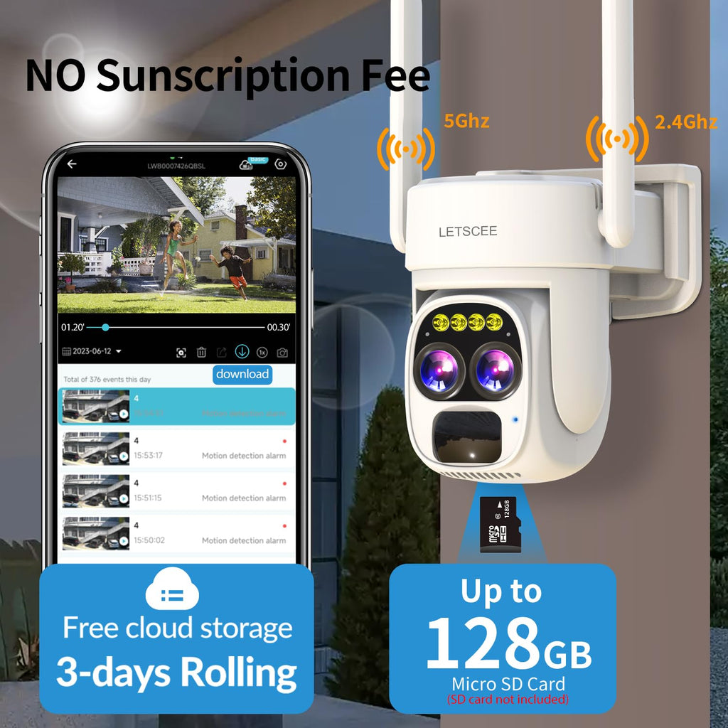 Wireless Solar Security Camera 360 PTZ Dual Lens 10x Zoom 2K Q993191