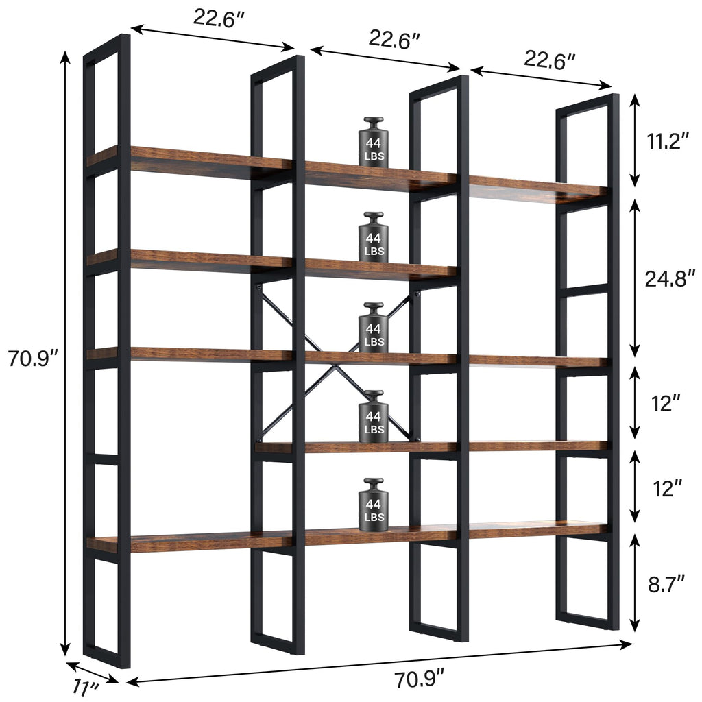 71 Inches Tall 5 Tiers Brown Bookshelf J34906
