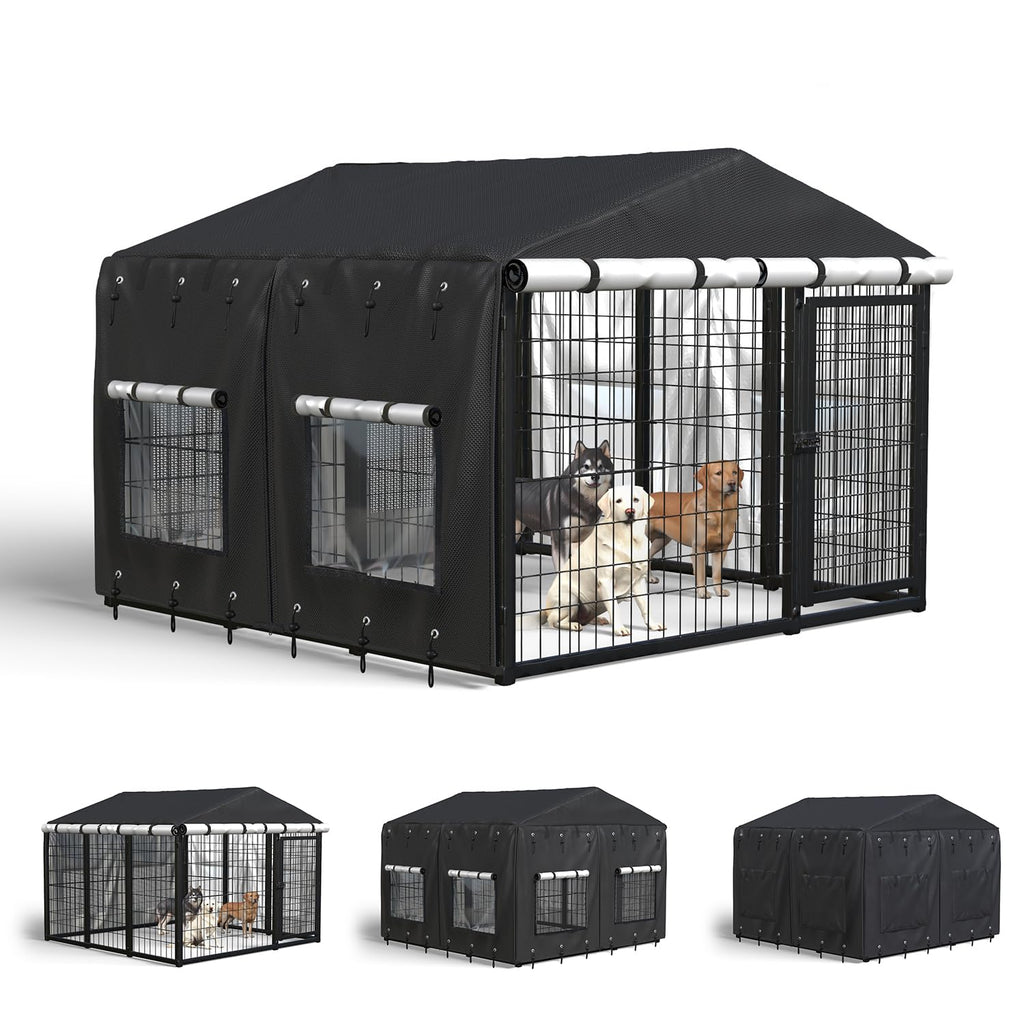 Waterproof Dog Kennel Cover with Transparent Window L40047