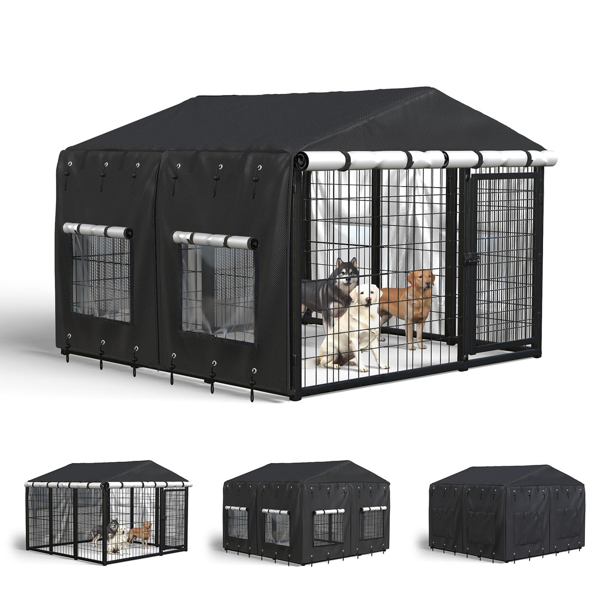 Waterproof Dog Kennel Cover with Transparent Window L40047