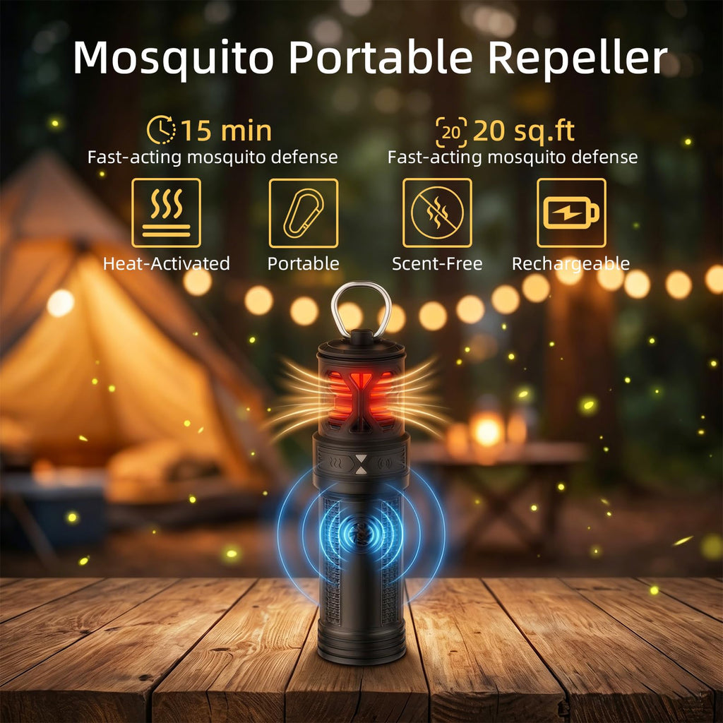 Portable Ultrasonic Mosquito Repeller with Carabiner Hook (6 Refills) I25093