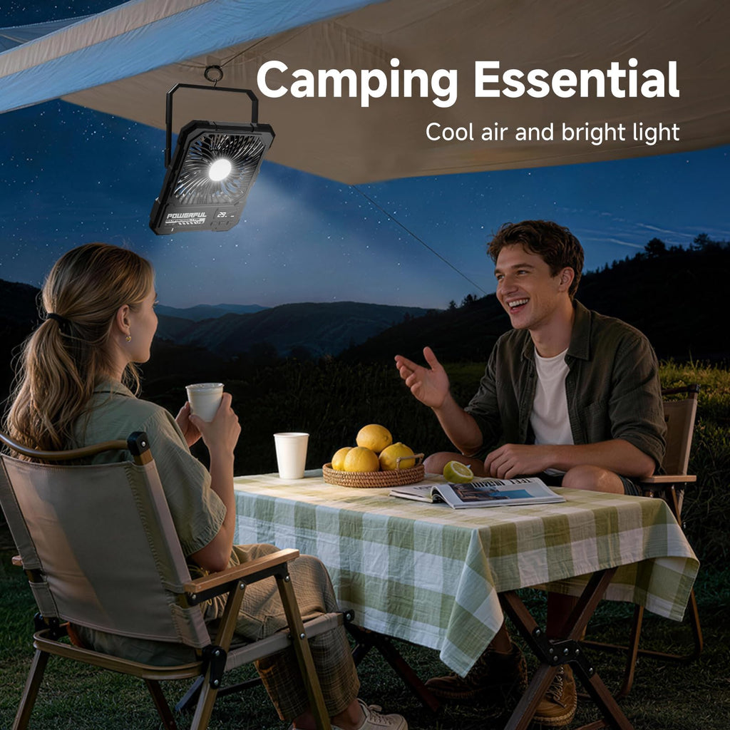 20000mAh Rechargeable Battery Powered Fan with LED Light A70798
