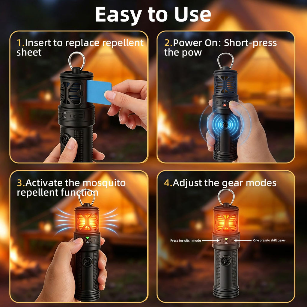 Portable Ultrasonic Mosquito Repeller with Carabiner Hook (6 Refills) I25093