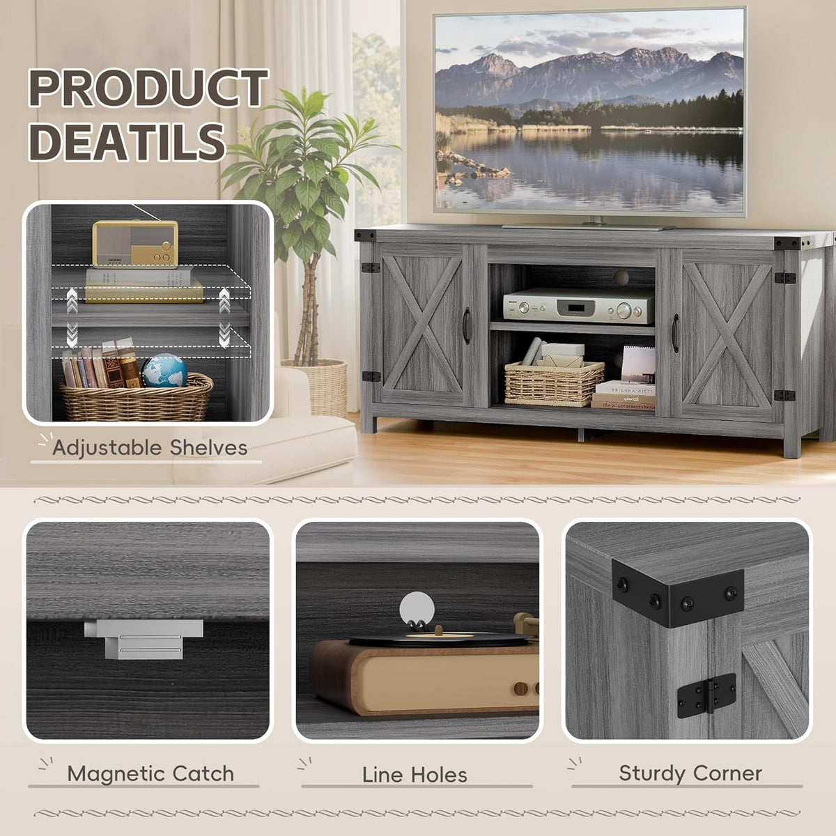 Modern Farmhouse TV Stand for 65" TV K995634