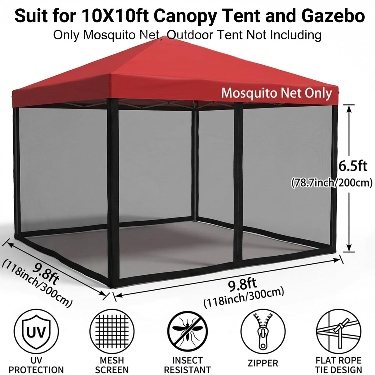 Mosquito Net with Zipper for Camping and Patio Gazebo M307877