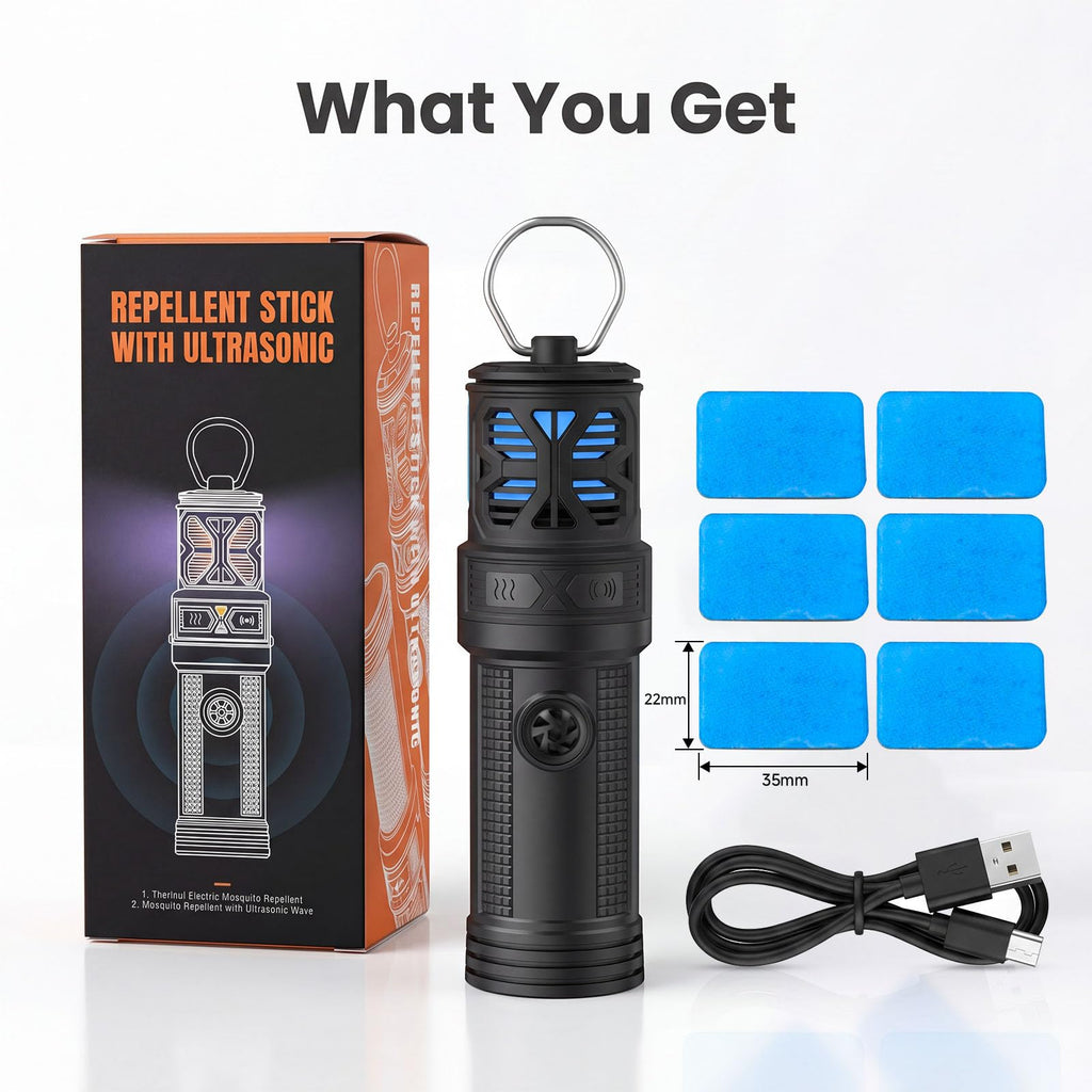 Portable Ultrasonic Mosquito Repeller with Carabiner Hook (6 Refills) I25093