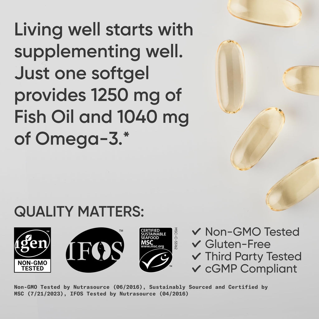 Omega-3 Fish Oil 1250mg 180 Count I65160