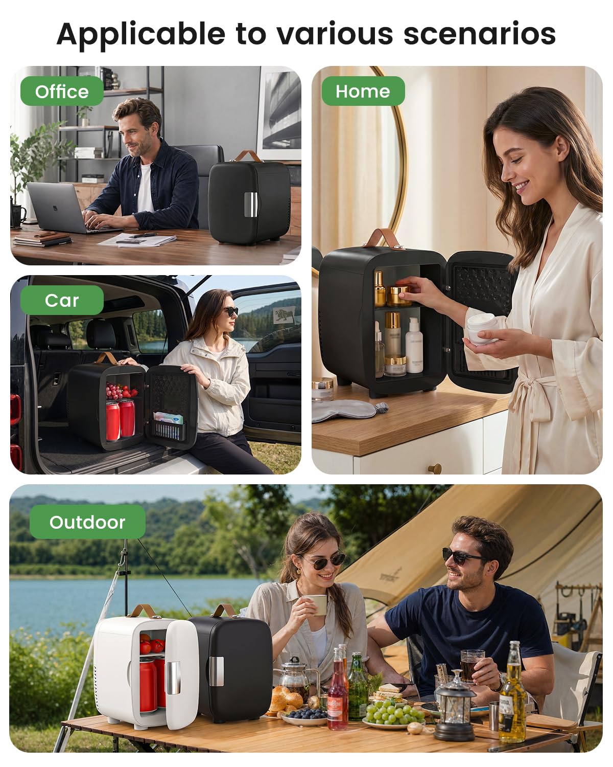Portable Mini Fridge 4L 6 Can Black C164