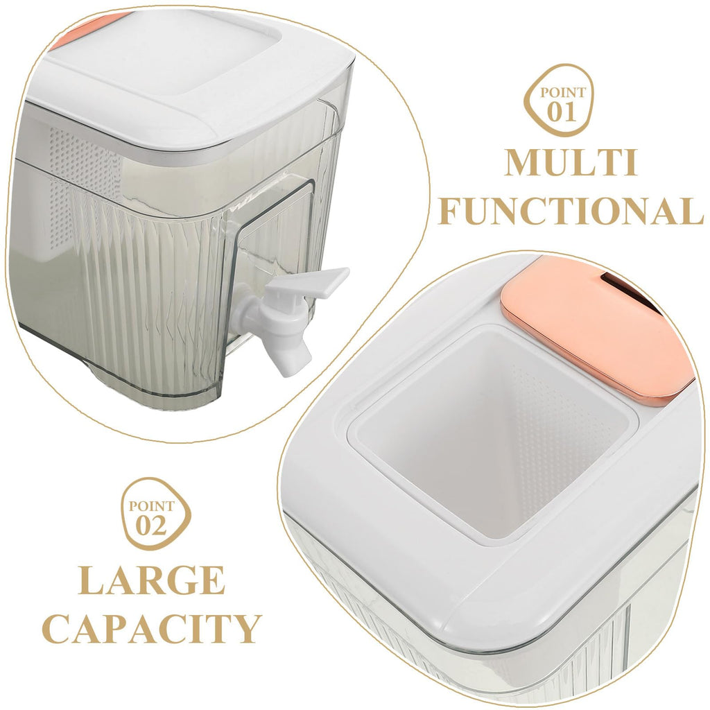 Cold Water Jug with Faucet Large Capacity White Water Pitcher with Lid A499