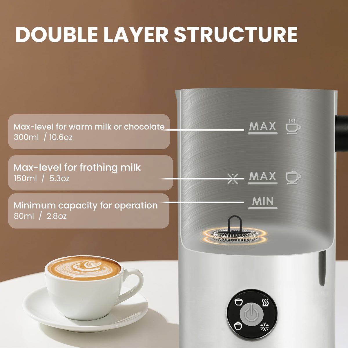 Electric Milk Frother 4-in-1 Foam Maker 10.6 oz L5338
