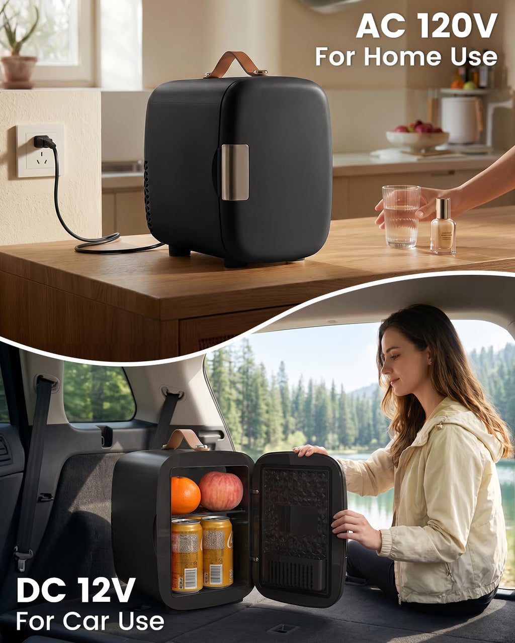 Portable Mini Fridge 4L 6 Can Black C164
