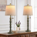 Set of 2 Turquoise Table Lamp with Fabric Lamp Shade L23162