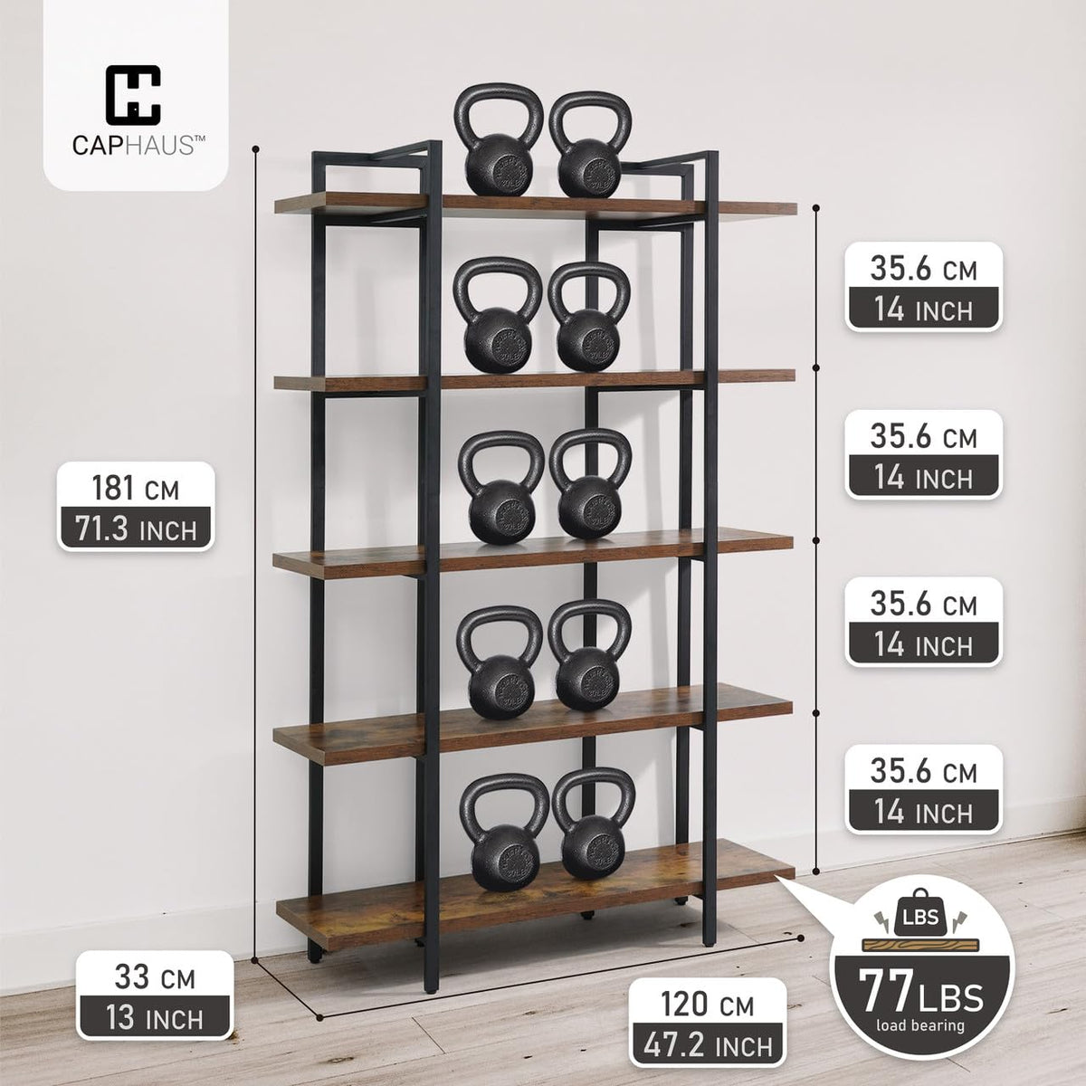 5-Tier Wood and Metal Book Shelf J11411