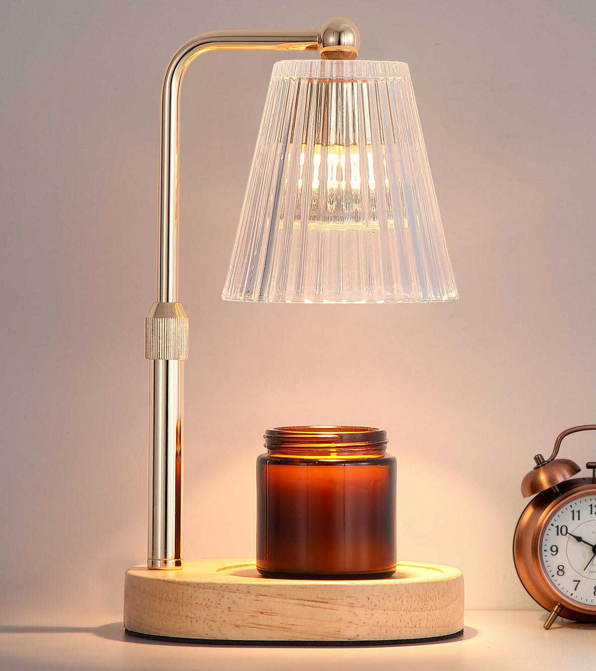 Gold Candle Warmer Lamp with Timer Dimmable with 2 Bulbs A163