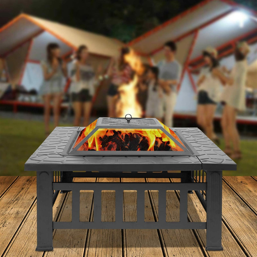 32 Inch Square Metal Wood Burning Fire Pit N7704