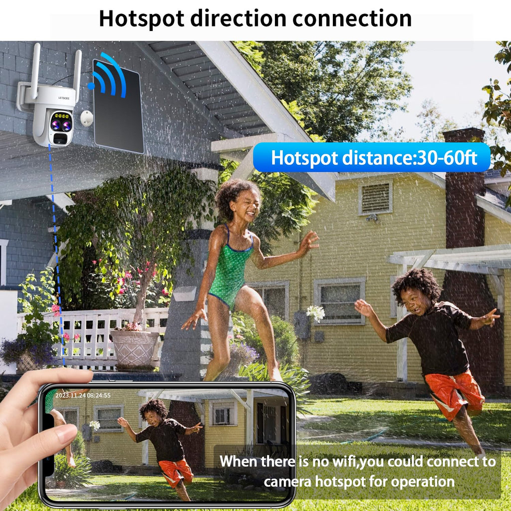 Wireless Solar Security Camera 360 PTZ Dual Lens 10x Zoom 2K Q993191