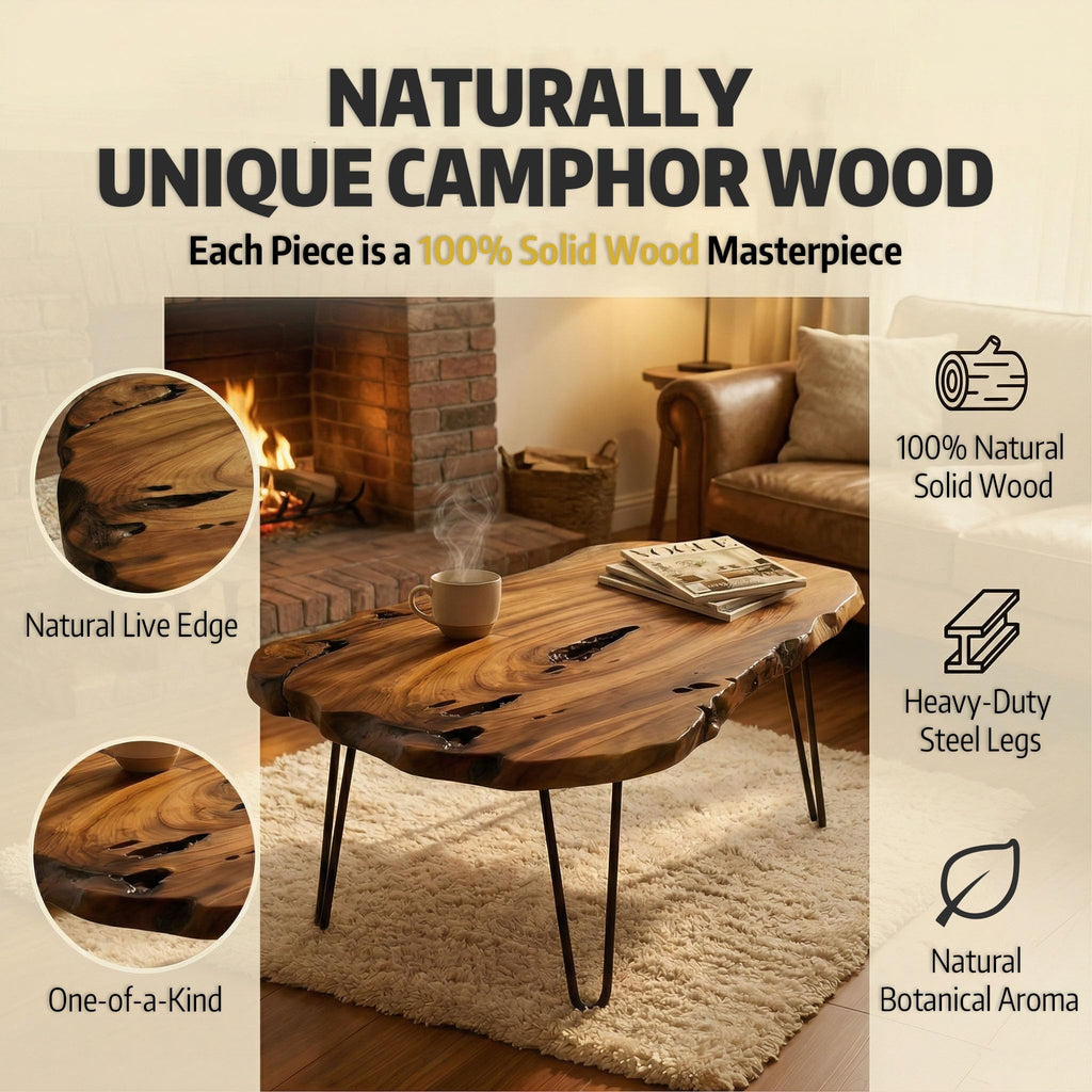 Live Edge Natural Wood Coffee Table V4444