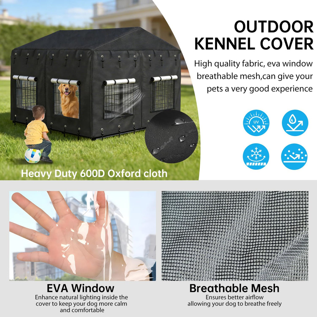 Waterproof Dog Kennel Cover with Transparent Window L40047