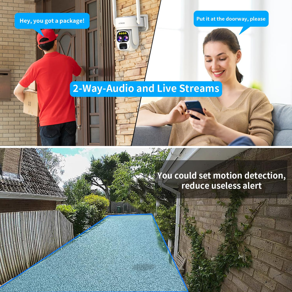 Wireless Solar Security Camera 360 PTZ Dual Lens 10x Zoom 2K Q993191