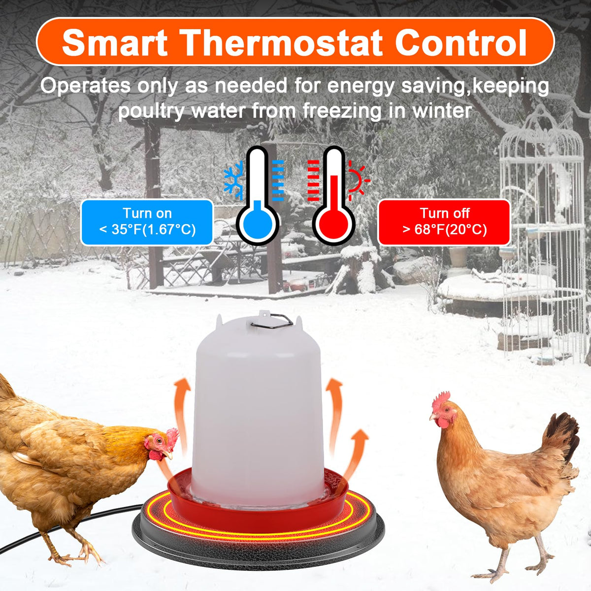 Metal Chicken Water Heater with Thermostat D99698