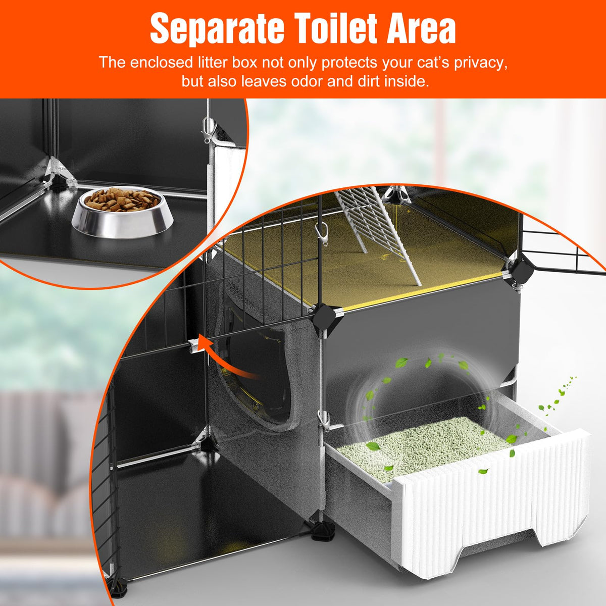 3-Tier Cat Cage with Litter Box, Hammock & Ladders R691068