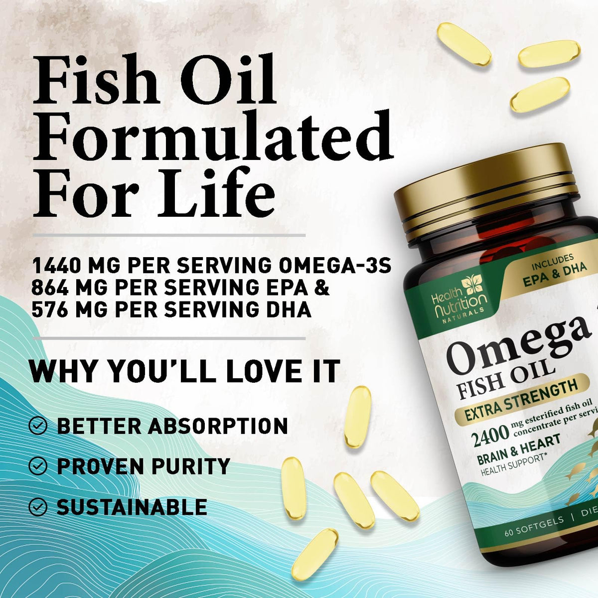 2400mg Omega 3 Fish Oil Softgels T769