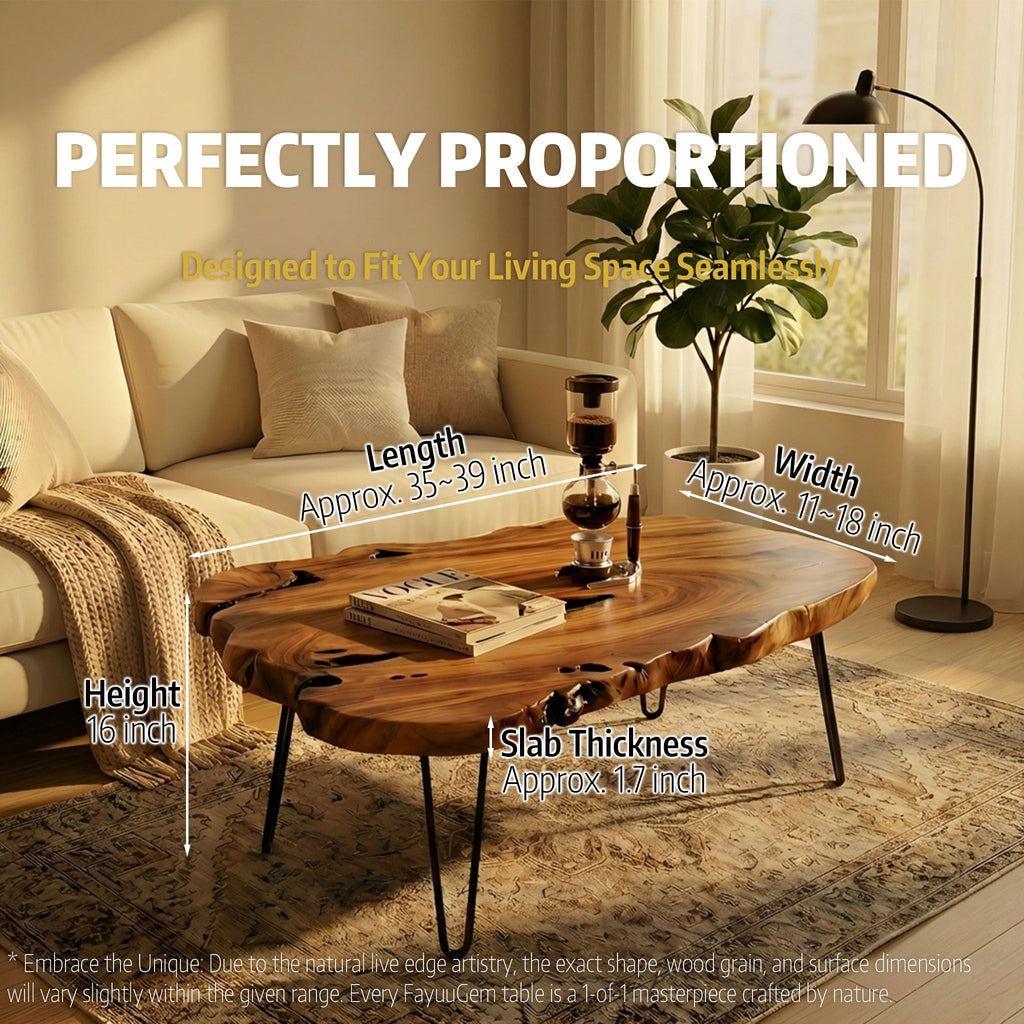 Live Edge Natural Wood Coffee Table V4444
