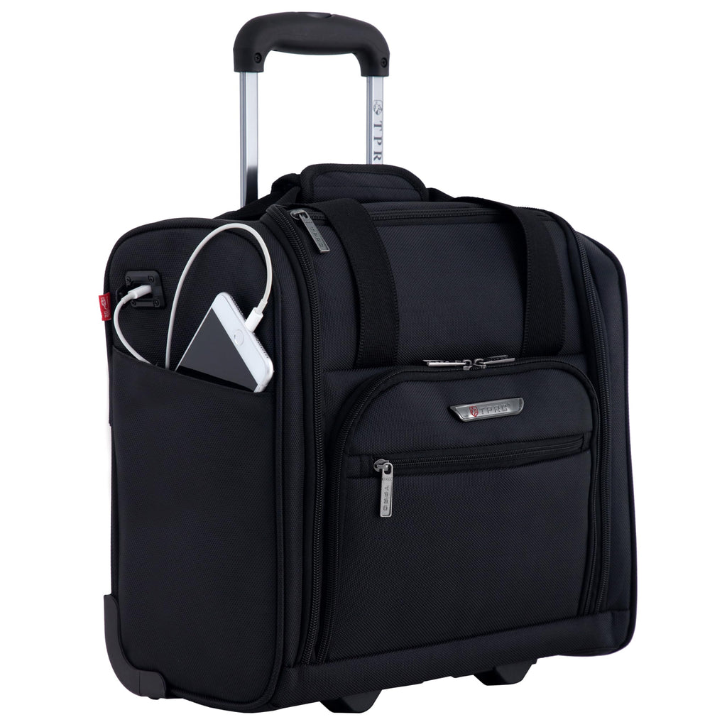 15” Underseat Carry-On Luggage with USB Charging Port, Black P441