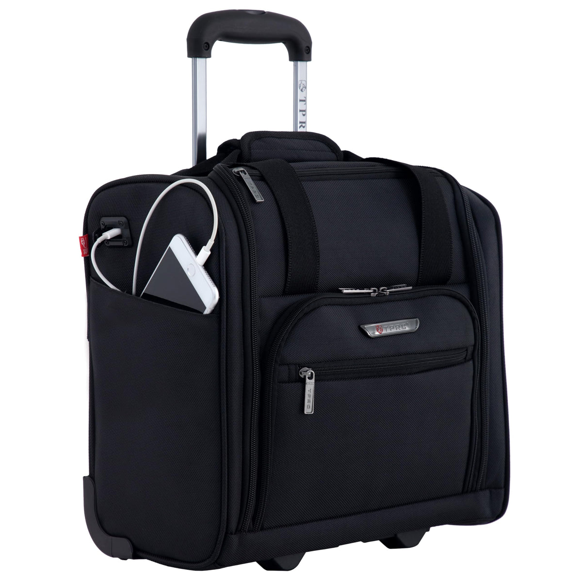 15” Underseat Carry-On Luggage with USB Charging Port, Black P441