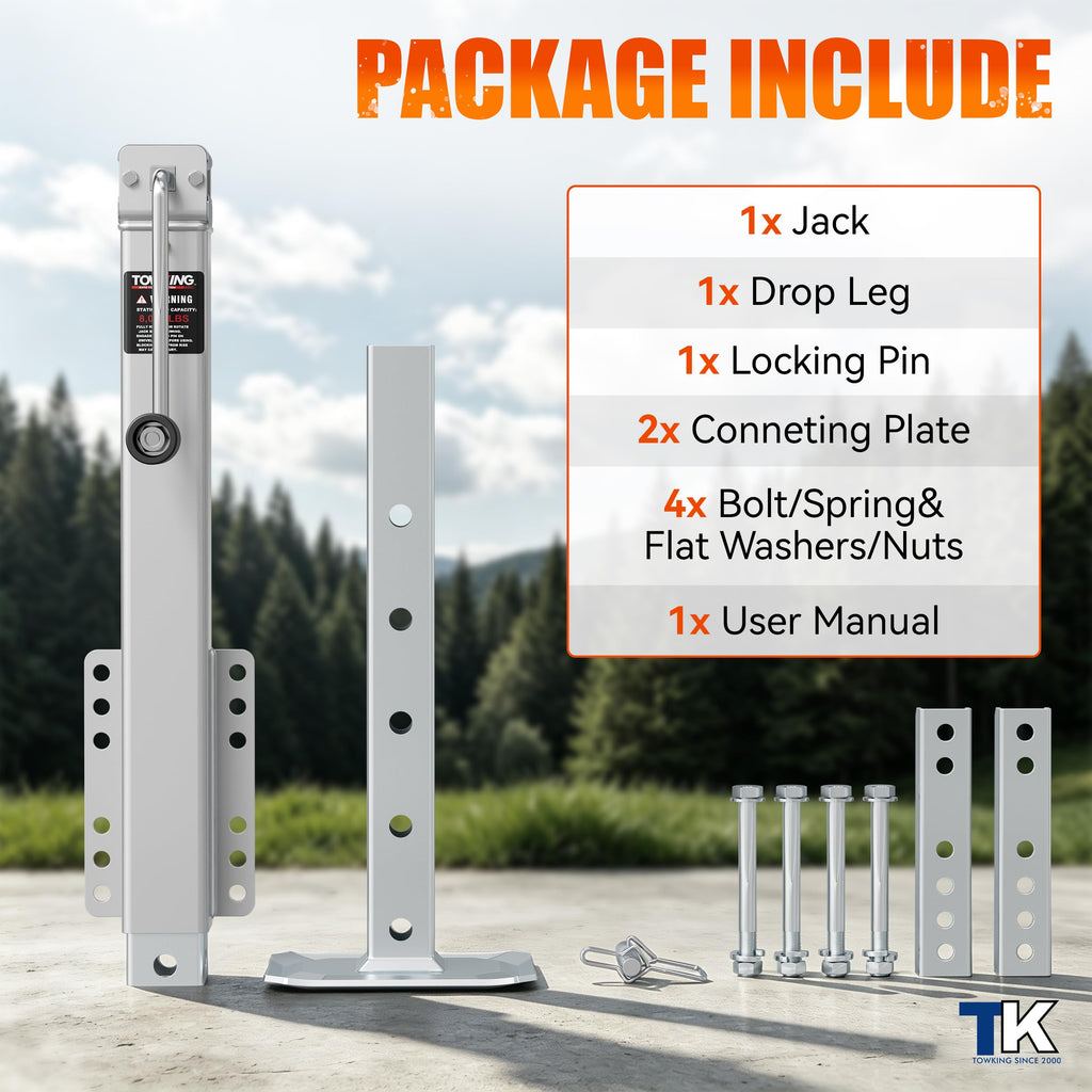 Square Trailer Jack, 15" Lift, Heavy Duty Swivel T122491