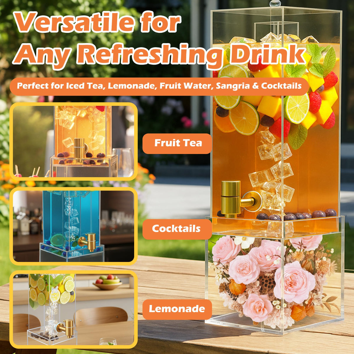 2 Gallon Drink Dispenser with Airtight Valve and Acrylic Stand F211874