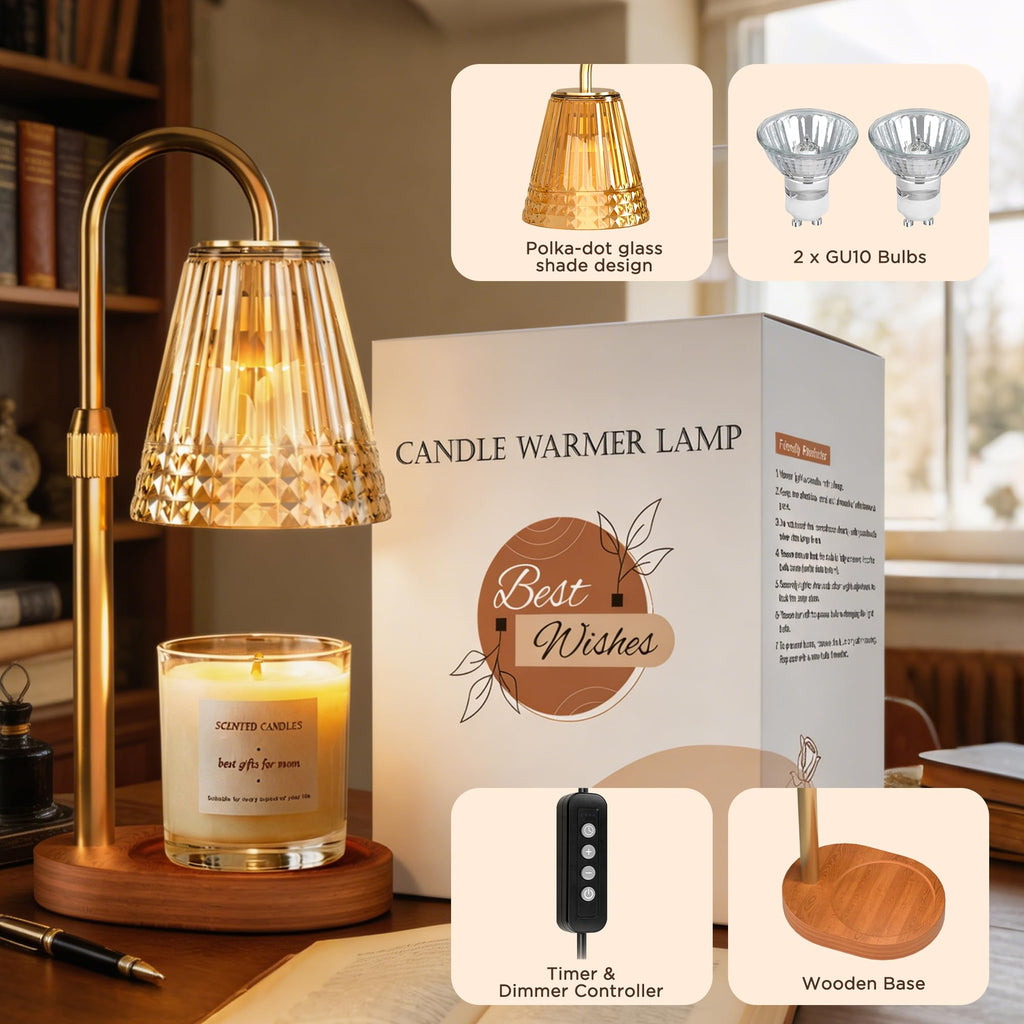 Dimmable Height Adjustable Candle Warmer Lamp with Timer W124