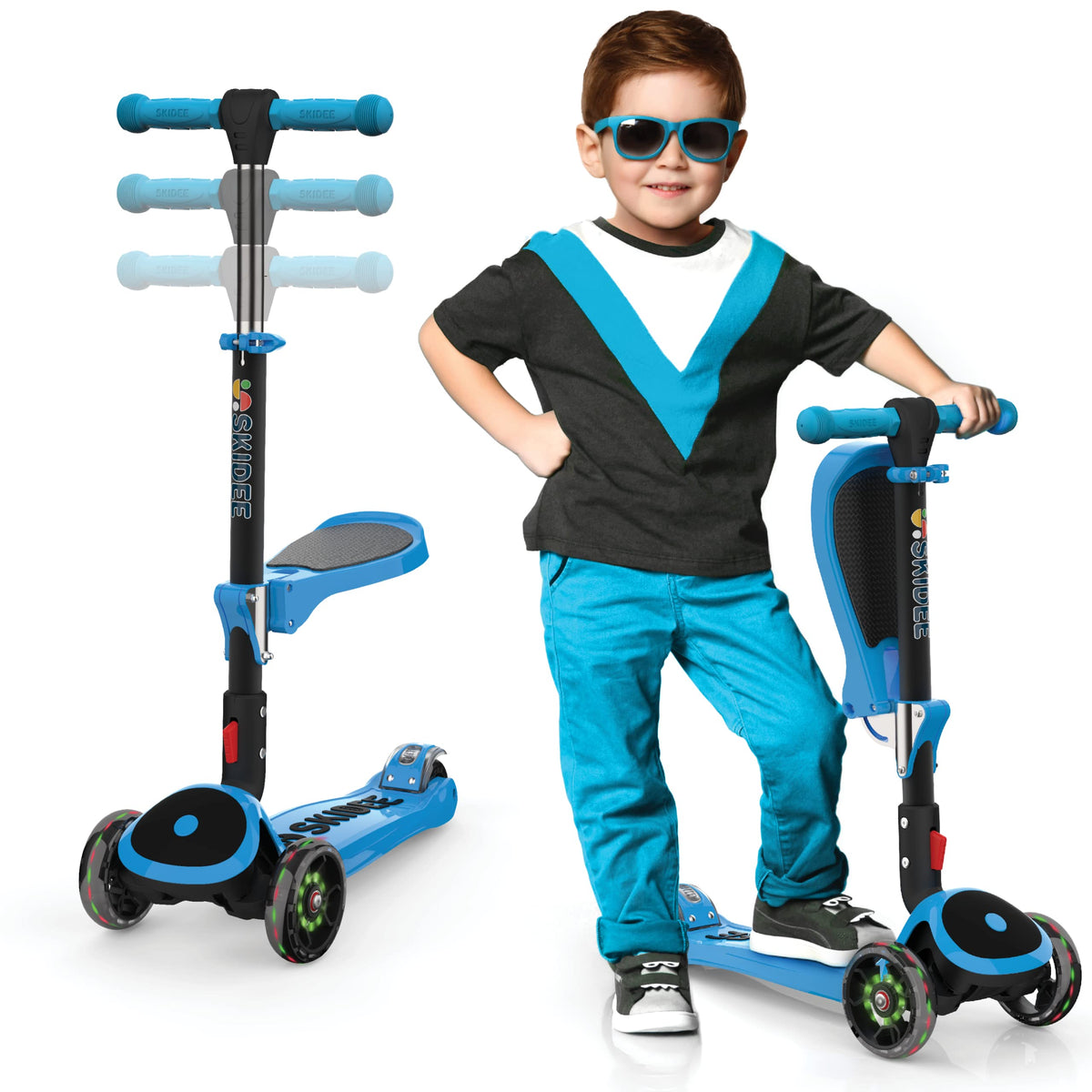 Foldable 3 Wheel Kick Scooter with Removable Seat P89925